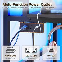 Bureau d'ordinateur compact à 2 niveaux, durable et très vendu, avec station de charge et support pour écran, idéal pour le gaming et le télétravail.