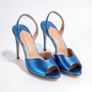 Zapatos de tacón de aguja con tira trasera para mujer, de charol, con punta abierta, tacón súper alto, color liso, zapatos de vestir, y zapatos de satén de seda para mujer - Product Image 2