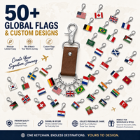 Porte-clés en acier inoxydable 316L avec breloque drapeau national, fermoir mousqueton modulaire, accessoire cadeau DIY