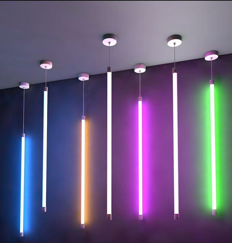 Tubo de luz pingente de 18w t8 t10, decoração interna para restaurante e bar, 4ft, 120cm e ktv, tubo de cores rgb, sala de jantar