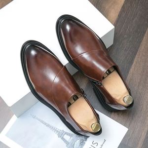 Mens Color <b>Block</b> Leather Slip on Loafers Casual Formal Business Shoes Fashion Footwear for Men With Non-Sole - Product Image 3