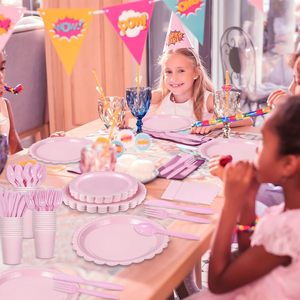 2025 chmh rắn màu tím giấy dùng một lần tấm và cup Set màu tinh khiết tiệc sinh nhật Bộ đồ ăn & trang trí - Product Image 2