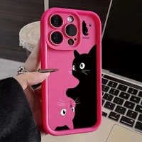 Coque pour iPhone 17 Pro Max, motif chat personnalisé de dessin animé, coque de téléphone souple anti-chute intégrale