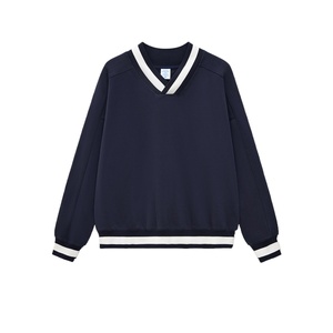 Felpa da Uomo Stile College Giapponese Invernale, Tinta Unita, Scollo a V, 380gsm, 100% Cotone Ecologico, Taglio Corto e Ampio - Product Image 5