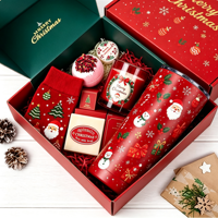 Coffret cadeau de Noël 6 en 1, boîte cadeau de Noël contenant une bougie parfumée, une bombe de bain, un gobelet en acier pour un cadeau de Noël ou d'anniversaire