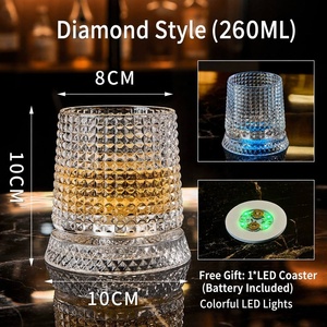 Juego de Vasos Giratorios de Cristal de Lujo con Posavasos Luminoso para Regalo del Día del Padre, Vaso de Whisky de Diamante Antiderrames, Venta al por Mayor - Product Image 4