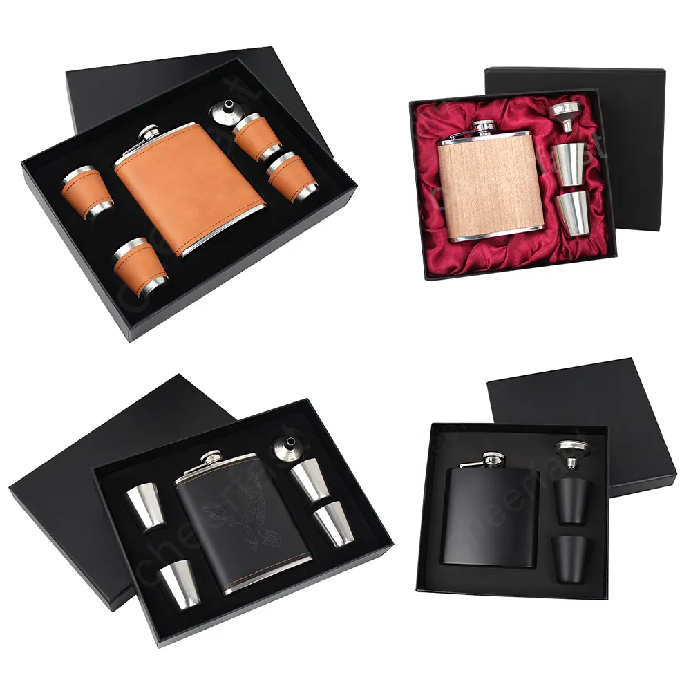 Cheerfast Pocket Flask Gift Set Trechter En Zwart Kolf Set 6 Oz Set En Drinken Pot En Roestvrij Staal Hip kolf