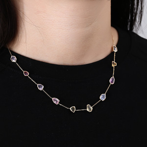 Collana Unisex di Lusso Placcata Oro 14K/18K con Diamante Coltivato in Laboratorio Certificato IGI, Alta Qualità, Moda Estiva Dopamina - Product Image 4