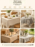 Nappe en coton et lin tissée, couleur unie, moderne, personnalisable, sans lavage, résistante à l'huile, imperméable, sensation de luxe léger et haut de gamme