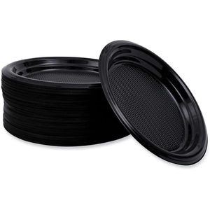 Assiette jetable en plastique noir haute résistance Boardwalk de 6 pouces, 1000 pièces/carton - Product Image 4