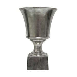 Antique Silver Metal Urn on <b>Square</b> Base Metal Aluminum Wedding Centerpieces Decoration Flower Urn <b>Vase</b> Indoor & Outdoor <b>Vase</b> - Product Image 1