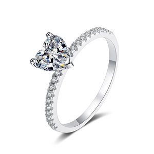 Fine Jewelry 925 Sterling Silver Women's <strong>Engagement</strong> <strong>Ring</strong> Pt950 <strong>Gold</strong> Plated Heart Shape Moissanite