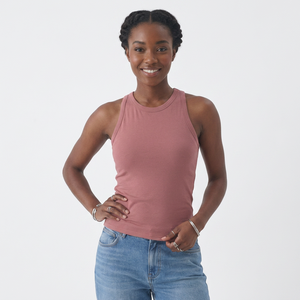 Camiseta sin mangas de punto 100% algodón con estampado para mujer, cuello redondo, informal, transpirable, ecológica, chaleco de verano de longitud regular con plumas - Product Image 1