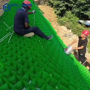 hdpe geocell Geo cell การเพิ่มพื้นของเซลล์ระบบโทรศัพท์มือถือกรวดกรวดถนนรถแล่นเสถียรภาพ