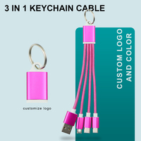 Prix usine nouveau coffret cadeau promotionnel de câble USB 3-en-1 pour hommes et femmes 5V/2A porte-clés chargeur cadeau d'affaires