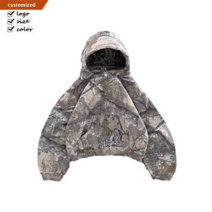 Sudadera con Capucha Extra Grande para <span class=keywords><strong>Hombre</strong></span>, Estilo Vintage, de Alta Calidad, con Cierre Completo, Logotipo Personalizado, 100% Algodón de 450 g/m², Lisa, Corta, Holgada y Cuadrada - Product Image 2