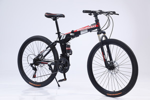 Vélo <span class=keywords><strong>de</strong></span> montagne pour adultes, vélo pliable tout-terrain, freins à disque doubles, cadre en alliage d'aluminium, absorption des chocs, vitesse variable - Product Image 4