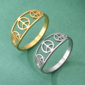 Symbole de la paix Anneaux En Acier Inoxydable Bague Femmes Protection Amulette Pacifisme Contre La Guerre Bijoux Cadeaux En Gros - Product Image 3