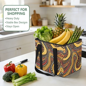 Bolsa de compras plegable de nailon ecológica con diseño tradicional de arte de puntos aborígenes australianos, bolsas de supermercado reutilizables con asa - Product Image 5