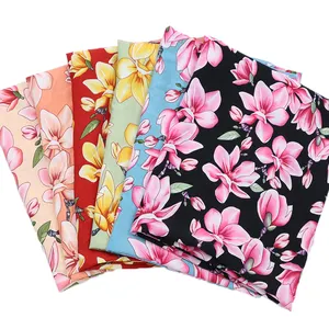 Thời trang hoa lớn polyester in vải thương mại nước ngoài ăn mặc phụ nữ Hoa Lớn mẫu vải trong kho
