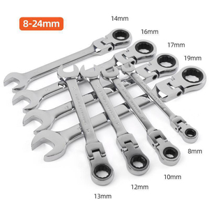 Jeu de clés à <span class=keywords><strong>cliquet</strong></span> métriques en alliage 17 pièces le plus vendu pour réparations de machines, boîte à outils durable avec douilles à dégagement rapide - Product Image 3