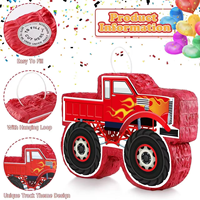 Achetez une petite piñata en forme de camion pour les anniversaires des enfants, piñata de construction avec bâton, bandeau et confettis pour les événements de carnaval, la décoration de fête et les jeux.