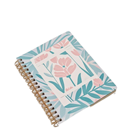 Journal d'autosoins imprimé personnalisé avec motif de fleurs relié par fil planificateur d'étude biblique 6*9 pouces