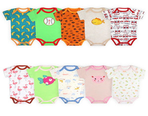 Wholesale 5 Pcs Newborn <strong>Infant</strong> <strong>Short</strong> Sleeves <strong>Set</strong> Cotton Baby Romper <strong>Set</strong> - Product Image 2