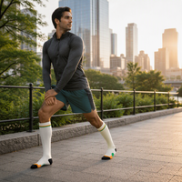 Chaussettes de sport tricotées sur mesure avec détail de revers – Chaussettes de course athlétiques à motif personnalisé pour l'entraînement d'équipe et le marathon
