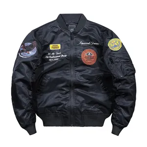 폭격기 재킷 OEM 맞춤형 디자인 지퍼 업 자수 유니섹스 봄 비행 폭격기 재킷