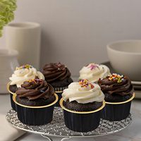 Mini cupcakes jetables en feuille d'aluminium noir et or avec couvercles 125ml de moules à gâteaux crème brûlée pour muffins et pudding