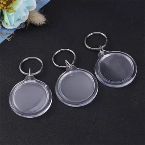 Customized Clear Acrylic Keychain Blank Circle Round Keytag Plastic Acrylic Photo Frames Key Chains