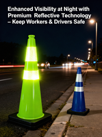 Cône de signalisation routière réfléchissant prismatique en PVC haute visibilité 75 cm IP67 – Barrière de sécurité pour le contrôle du trafic routier et la réduction de vitesse
