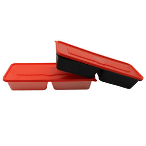 Yüksek Kaliteli Lüks Tek Kullanımlık Plastik Paket Servis Yemek Kabı Kapaklı Kalınlaştırılmış Sızdırmaz Bento Paketleme Kutuları 2 Bölmeli Mikro - Product Image 4