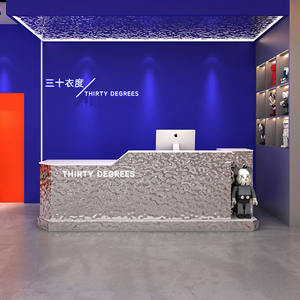 Bancone Reception di Alta Gamma in Acciaio Inox Irregolare, Scrivania <span class=keywords><strong>Cassa</strong></span>, Tavolo Bar per Negozi di Abbigliamento <span class=keywords><strong>Uomo</strong></span>/Donna, Saloni di Bellezza e Studi - Product Image 3