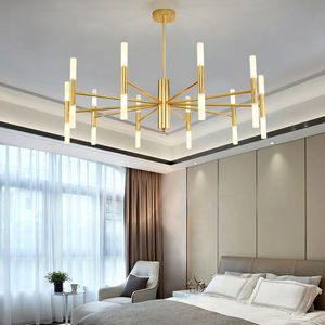 Candelabro grande de lujo para Hotel, moderno recibidor de ESCALERAS DE HIERRO dorado y acrílico de 36 cabezales, para Europa - Product Image 5