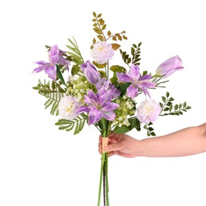 Bouquet de fleurs artificielles en lys et marguerites violets pour la décoration de mariage et de la maison, en plastique et tissu, style français - Product Image 5