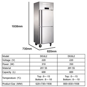 Refrigerador Vertical Comercial de Doble Temperatura con Enfriamiento Directo, Congelador para Panadería y Cocina, Refrigerador Digital - Product Image 5