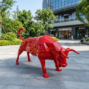 Estatua <span class=keywords><strong>de</strong></span> <span class=keywords><strong>Toro</strong></span> Rojo Geométrica <span class=keywords><strong>de</strong></span> Resina <span class=keywords><strong>de</strong></span> Fibra <span class=keywords><strong>de</strong></span> Vidrio con Forma <span class=keywords><strong>de</strong></span> Animal, 140 cm, 30 kg, para Decoración <span class=keywords><strong>de</strong></span> Interiores y Coleccionismo, Gran Venta 2019 - Product Image 5