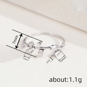 Anello Aperto Regolabile Geometrico in Cristallo Marquise per Donne, Elegante Gioiello di Moda per Ogni Giorno - Product Image 5