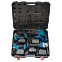 Ensemble d'outils électriques sans fil 21V à 4 pièces : perceuse, clé à chocs, meuleuse d'angle et marteau électrique à couple élevé, avec coffret robuste