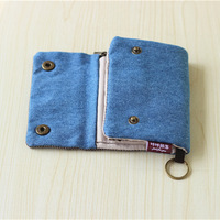 Dompet Kanvas Denim Lipat Tiga Sederhana Pria dan Wanita Dapat Menggunakan Tas Kartu Kanvas Tas Kunci Dompet Gantungan Kunci
