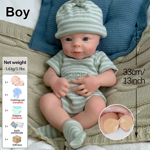 URCHOICE 33cm Soft Silicone Reborn Baby Boy Boneca 3D-Pintura Pele com Boca Aberta Moda Realista Presente de Aniversário Crianças Brinquedo - Product Image 6