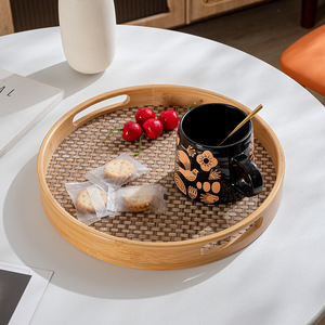 ถาดเสิร์ฟไม้ไผ่สีพื้นสไตล์มินิมอลสำหรับร้านน้ำชา บ้าน ร้านอาหาร - Product Image 3