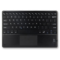 Tablet Keyboard Portabel Bluetooth, Dudukan Sentuh Nirkabel dengan Casing Kulit Ringan 7 9 10 Inci untuk iPad iPhone