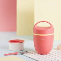 PINKAH Thermos isotherme personnalisé en acier inoxydable à double paroi 820 ml (28 oz) avec cuillère et poignée pour aliments et repas