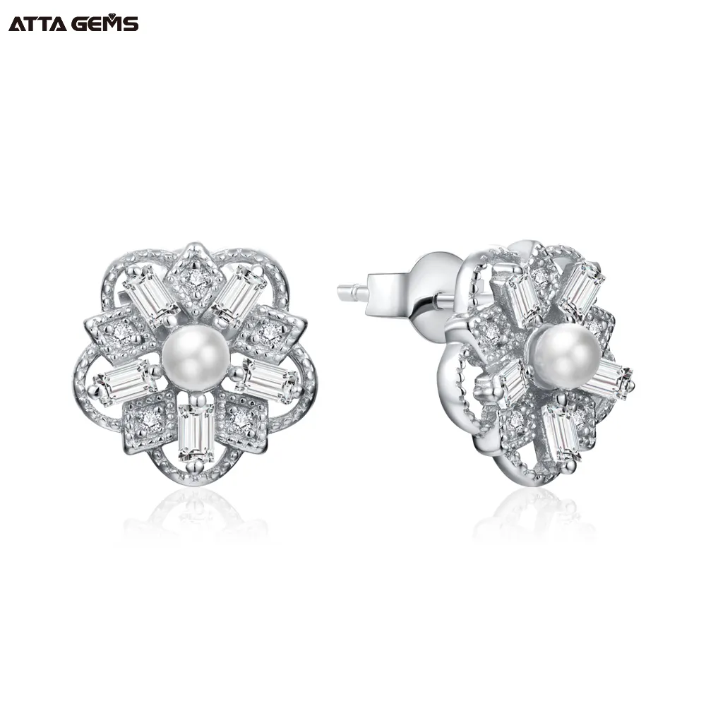 Orecchini di alta qualità gioielli D colore VVS Moissanite orecchini anello di perle d'acqua dolce 925 argento Sterling regalo di alta qualità
