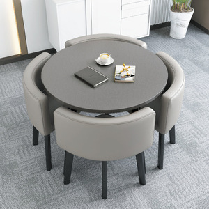 Juego de <span class=keywords><strong>Mesa</strong></span> de Comedor Moderno de Estilo Nórdico con 4 Sillas, <span class=keywords><strong>Mesa</strong></span> <span class=keywords><strong>Redonda</strong></span> de Piedra Sinterizada de Lujo, Muebles de Comedor Plegables para Hotel o Taller - Product Image 4