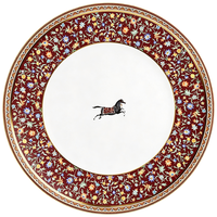Service de Table Exquis en Porcelaine Fine Motif Cheval – Assiettes Colorées, Bols, Tasses et Présentoir Étagé 6.5-12 pouces – Idéal Hôtels et Restaurants