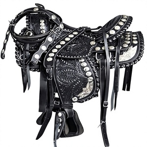 Silla de montar western negra de cuero, superventas 2026, equipo ecuestre portátil con concho plateado, embalaje personalizado - Product Image 3